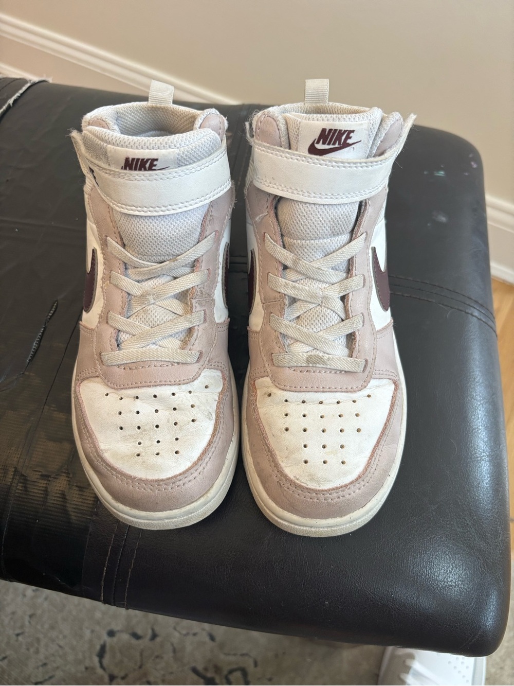 Nike Court Borough Mid 2 GS Kids 1.5Y White/Platinum Violet/Burgundy Crush